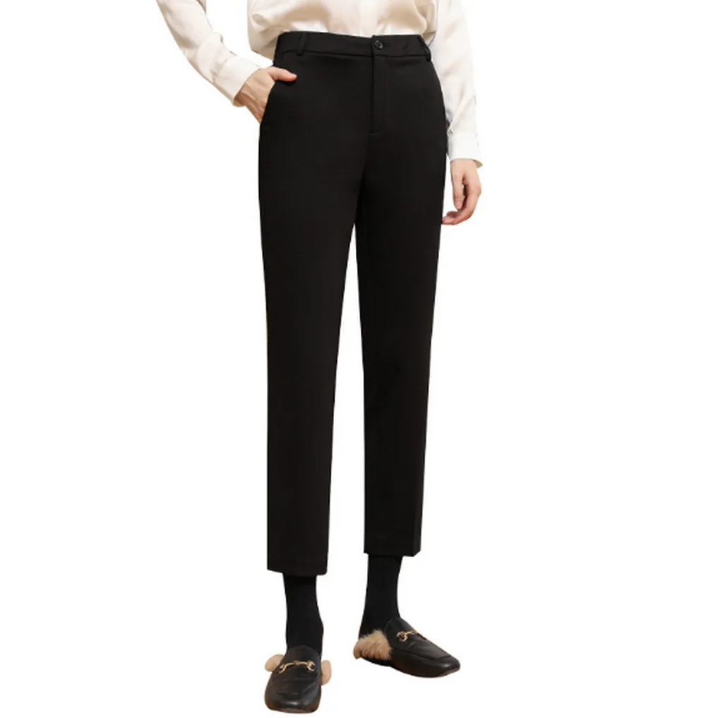 Cigarette Pants Wide Leg With Pockets  Dress Pants  Elastic Waist Crop Slacks Work Capris Crop Like Sweatpants