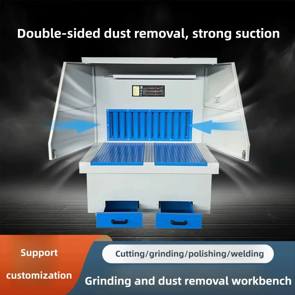 1M Pulse Downdraft Grinding Workbench 2.2KW Dust Collector Mobile Polishing Table for Wood Metal Hardware Sanding Deburring