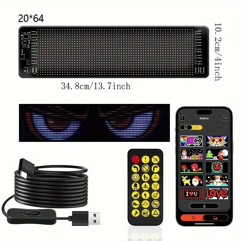 Dynamic Animation Vehicle Demon Eye Panel Display Flashing Light Emitting Diode Demon Eye Light App