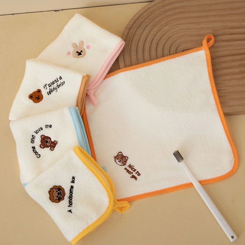 

5pcs Baby Towel Set Soft Skin Friendly Drool Towel for Newborn Items Coral Fleece Absorbent Baby Squares Face Towels
