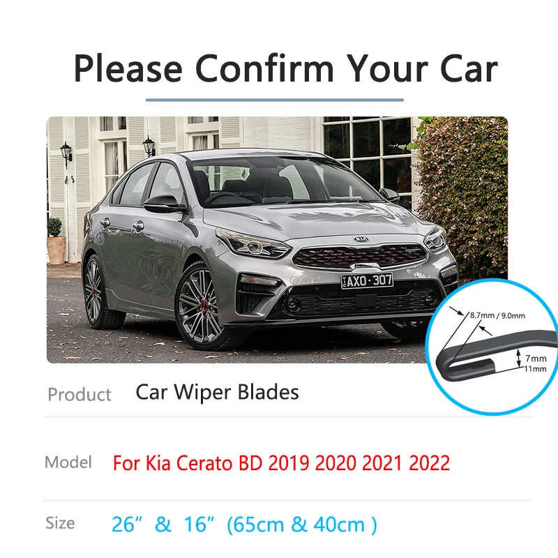 For Kia Cerato K3 BD MK3 2019 2020 2021 2022 Sedan Hatchback Car Front Rear Set Kit Window Wiper Blades Brushes Auto Accessories