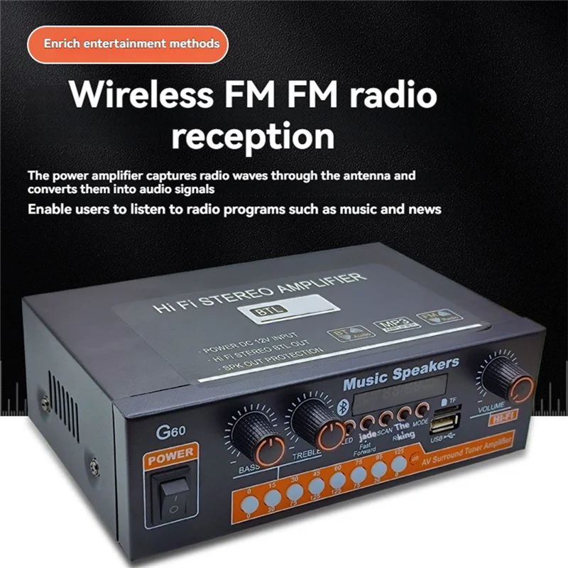 

G60 Bluetooth Home Power Amplifier Subwoofer Support,Fm Radio,Usb Playback Ideal For Home Theater &Audio Systems
