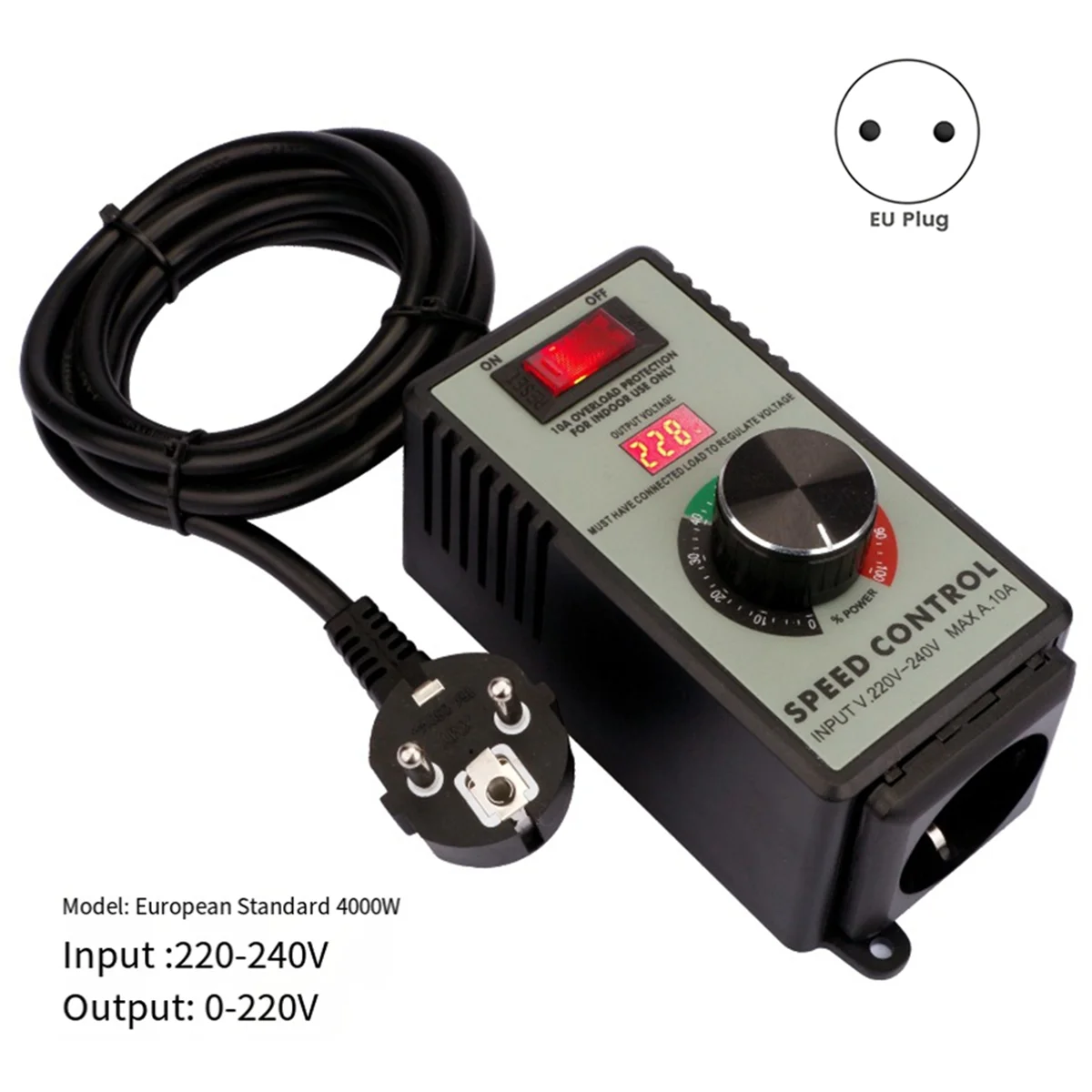 AT77 Angle Grinder Governor Speed Controller Switch AC220V-250V 4000W Maximum Power Hand Power Tool EU Plug