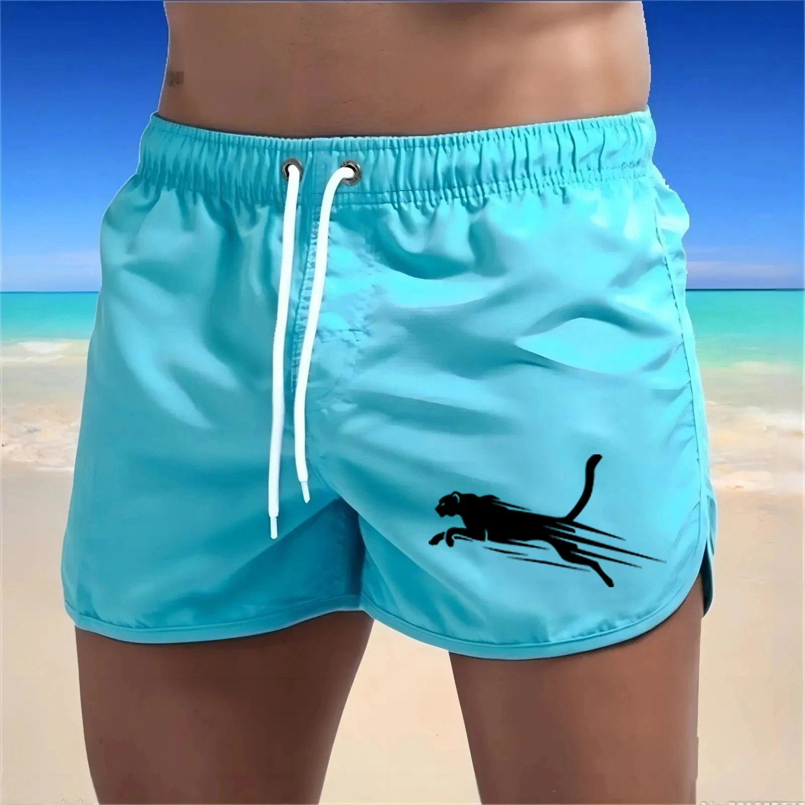 Men\'s beach shorts comfortable quick drying pants drawstring swimming pants fashionable and casual beach surfing pants