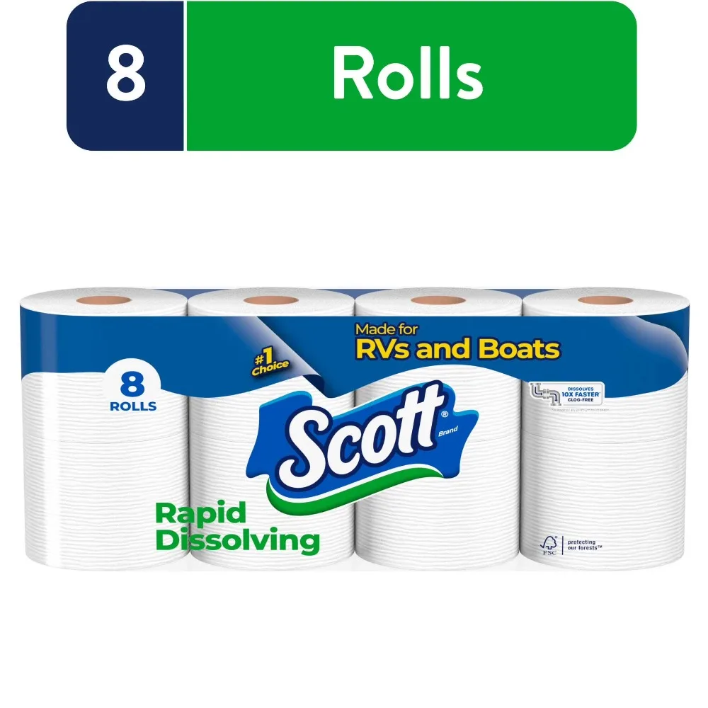 Hot Discount Rapid Dissolving Toilet Paper for RVs Boats Marine Camping Big Offer 8 Double Rolls Soft Strong Septic Safe Biodegradable Cost Effective
