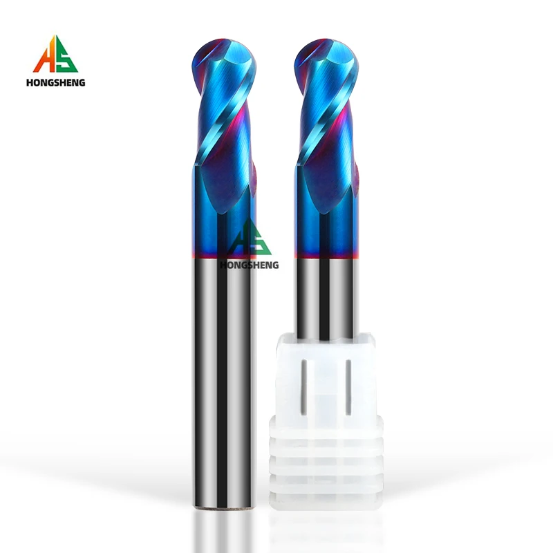 HRC55 65 2 Flute Ball Nose End Mill Tungsten Carbide Cutter Milling Tool R0.5 R12345 6mm 8mm 10mm 16 20MM CNC Router Bit