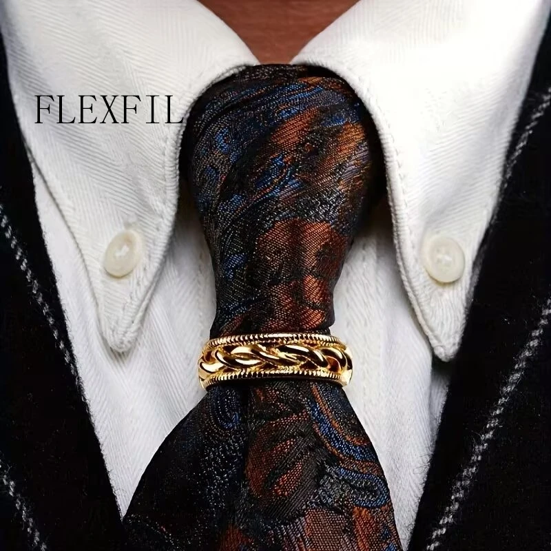 

FLEXFIL Luxurious for mens Tie Clip Brand Necktie Male High Quality Classic golden Color Wedding Charm fashion Tie Clip NEW