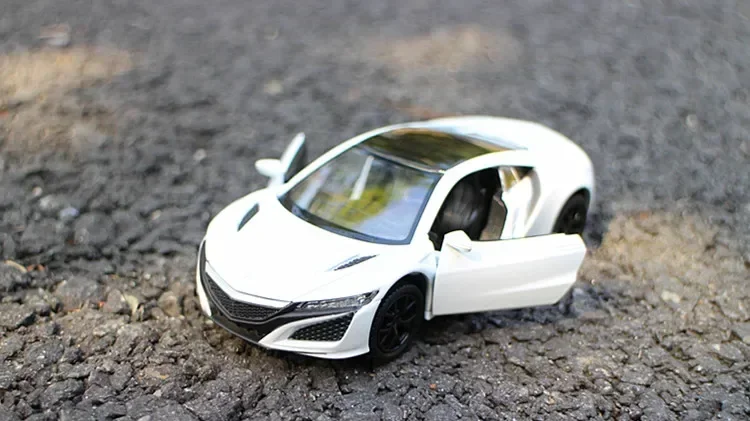 Honda Acura NSX Super Sports Car Modelo, escala licenciada, liga de metal, Diecast para puxar brinquedos, escala 1:36