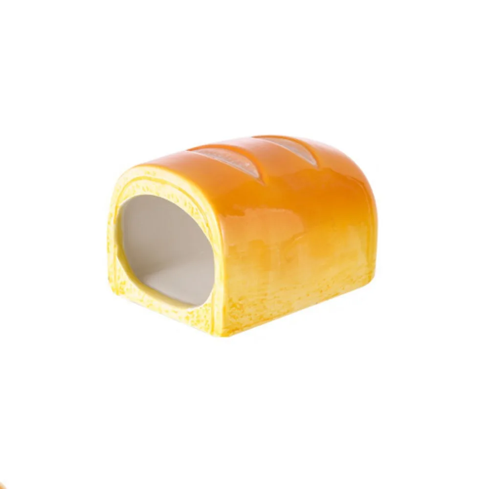 

Hamster Landscaping Supplies Ceramic Hamster Nest Bread Shaped Cooling Pet Small House Cute Creative Hamster Bed Four Season