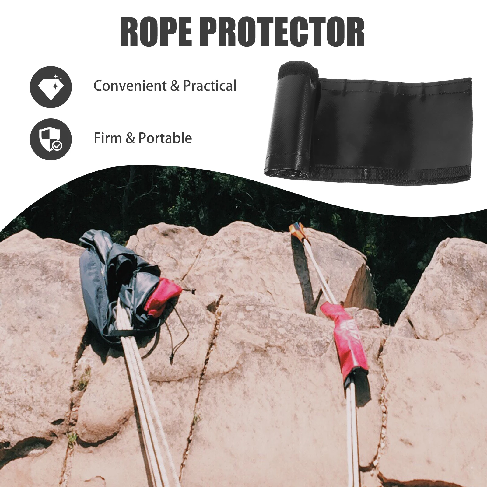 

Climbing Rope Protective Cover Black 50cm Adhesive Wear resistant Rope Protector For Mountaineering High altitude Work Camping