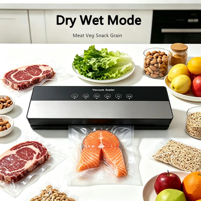 真空シーラー機キッチン自動食品真空一体型シーラー機乾湿両用食品包装キッチン食品保存