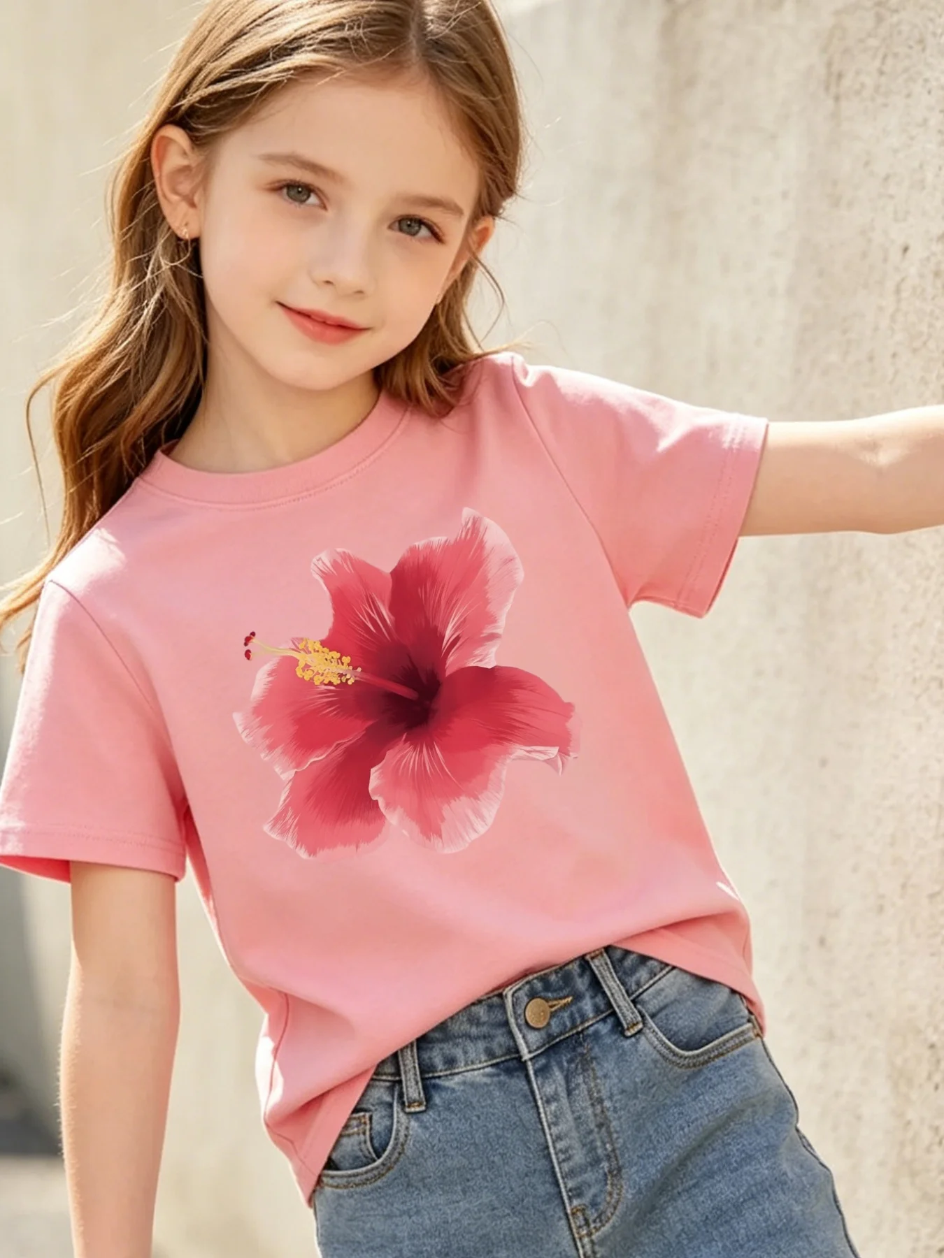 Family Match T Shirt Tropical Hibiscus Flower Print Cotton Short Sleeve Tee For Girls Boys Toddler Parent Summer Daily Wear