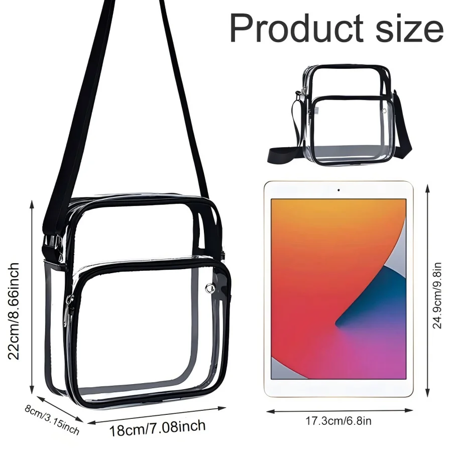 Clear Purses with Shoulder Strap Clear Messenger Bag Waterproof Clear Bag Hand-free Clear Crossbody Bag Transparent Crossbody
