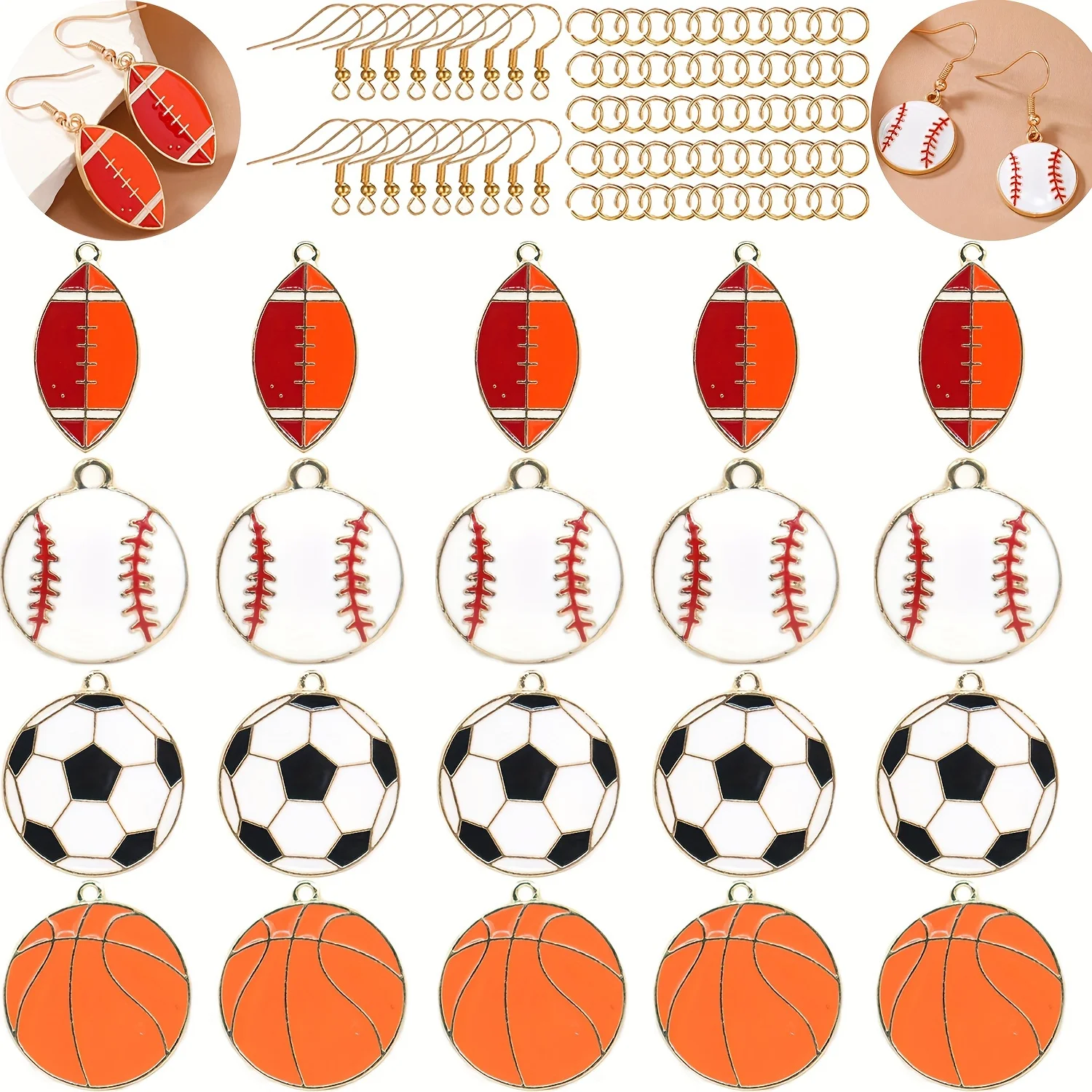 8pcs Sports Theme Baseball Football Rugby Enamel Charms Pendant for Jewelry Making DIY Necklace Bracelet Jewelry Findings