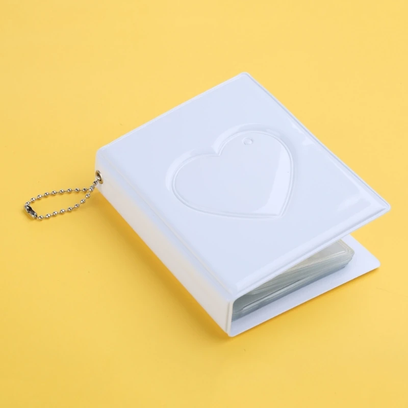 Mini Hollow Love Heart Photo Album 3 Inch with Heart Shaped Tag Pocket Holder for Business Card Photocard Note Storage