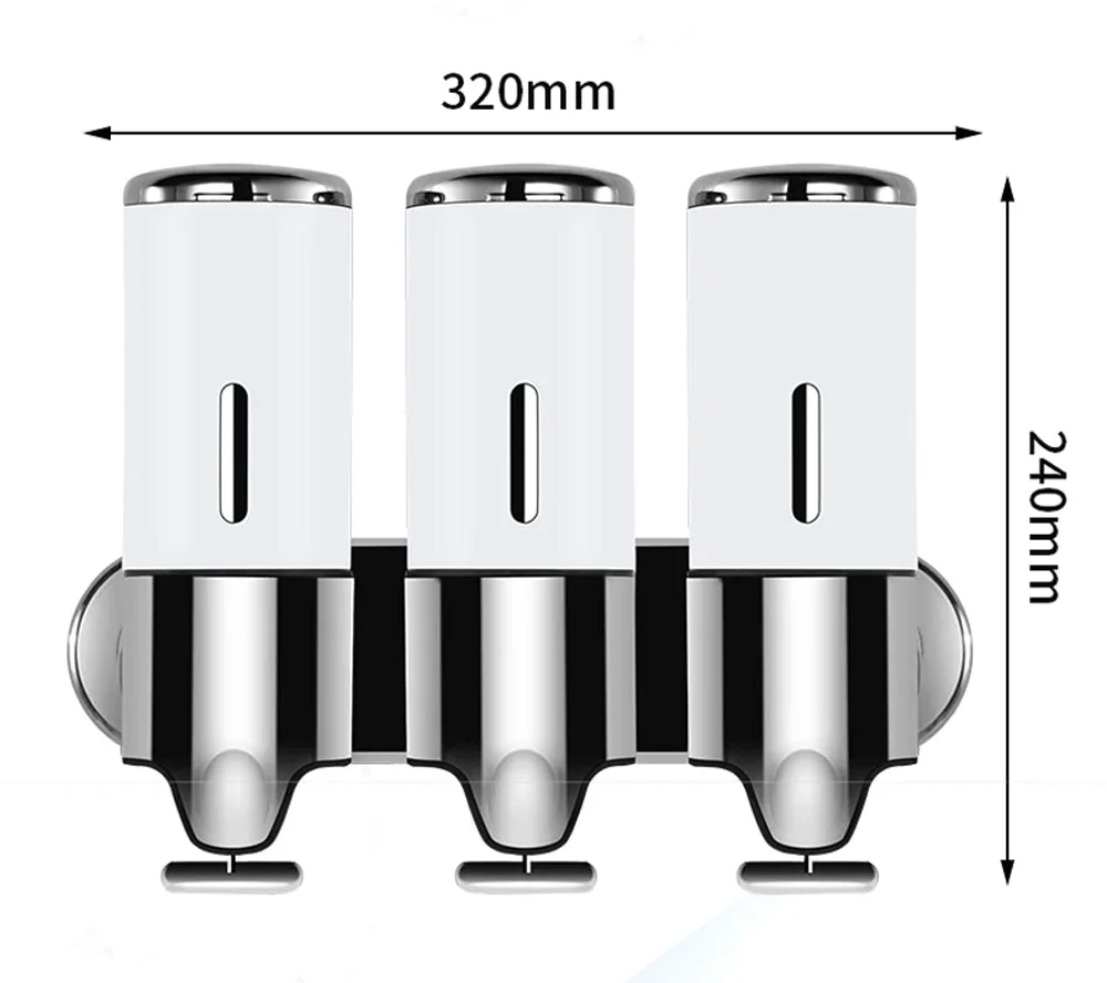 Bathroom Triple for 500ML Hair Conditioner Body Wash Dispenser ABS Plastic Hotel Wall Mount 3 Shower Gel Soap Shampoo Dispenser