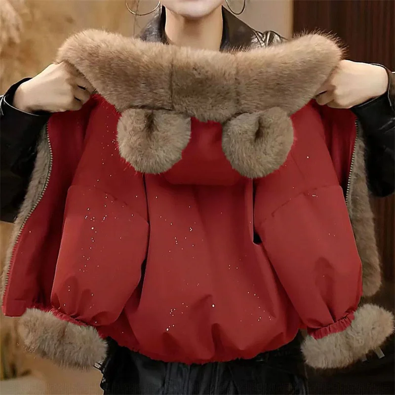 Kids Plush Coats Children Winter Casual Warm Jacket Girls Fleece Trim Hooded Thick Outerwear Kids Daily Thermal Clothes 2-10Y
