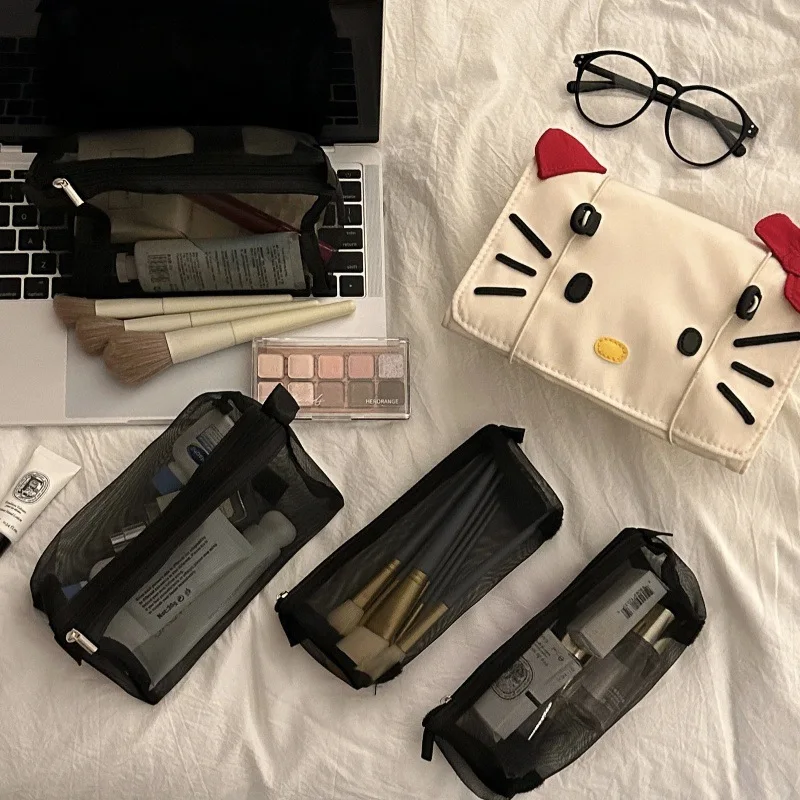 Cartoon Hello Kitty borse per il trucco custodia per cosmetici rimovibile di grande capacità custodia per cosmetici per rossetto da viaggio portatile