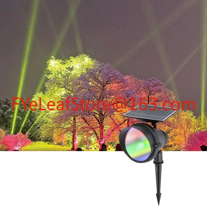 Solar 18W RGB color Floodlight Led dyed tree light Waterproof holiday decoration landscape Led rainbow lights