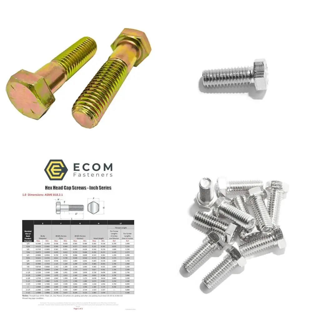 

Grade 8 Zinc Yellow Plated Steel Hex Cap Screws, 5/16-18 Thread, 2-3/4 Inch Length, Coarse Thread, 100 Pieces Set