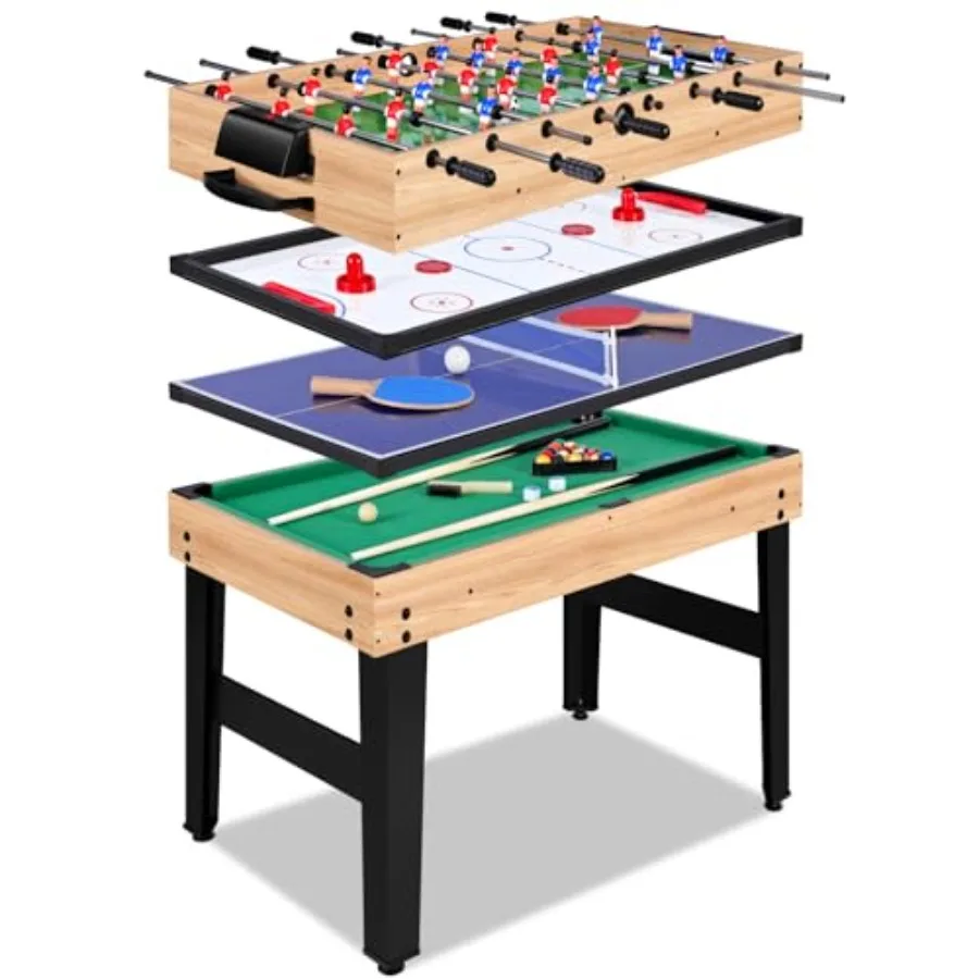 

12-in-1 Game Table - 48" Combo Game Table Ping Pong Table Foosball Table Air Hockey Table Pool Table - Sports Arcade Games with