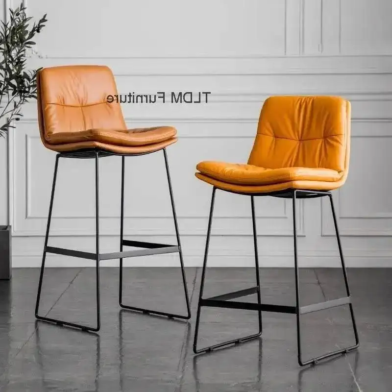 

Подушка, водонепроницаемые скандинавские легкие барные стулья с металлической спинкой, толстый барный высокий табурет, роскошный простой домашний барный стул для кафе