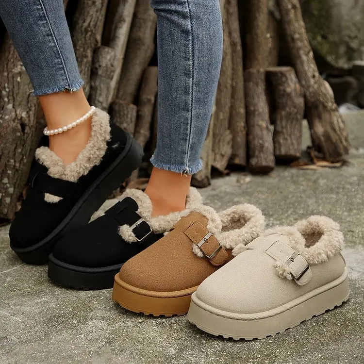 Scarpe basse da donna stivali da neve piattaforma Casual accoglienti scarpe da passeggio calde 2024 nuova moda inverno corto peluche moda Goth stivali vestito