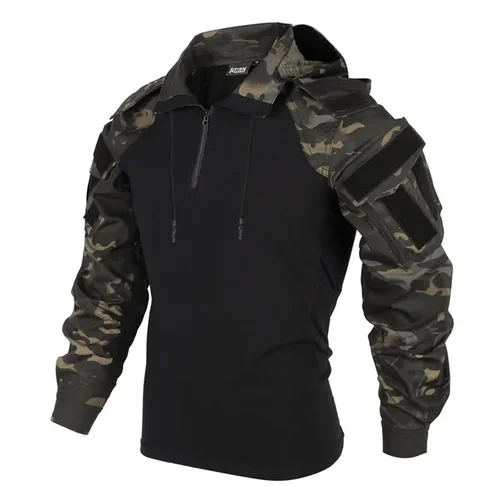 Imagen 1 del producto Camisa de combate, sudaderas con capucha, camisetas resistentes al desgaste, camisas tácticas Airsoft para hombre, ropa de manga larga para Paintball, Camping y caza