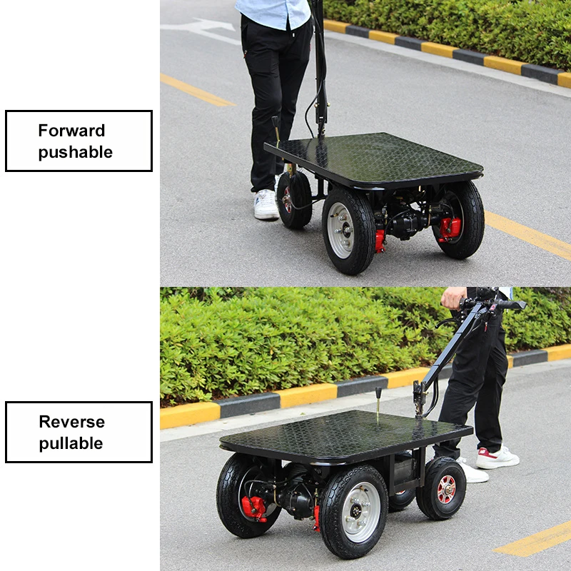 Heavy Duty Electric Platform Truck Cart Large Capacity Foldable Rideable Trolley Trucks Transport 4 Wheel Electric Trolley Cart