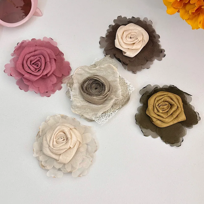 Vintage Rose Phone Grip Holder Decor Handmade Floral Foldable Finger Socket Chiffon Flower Accessory Bracket Stand Girls Gift