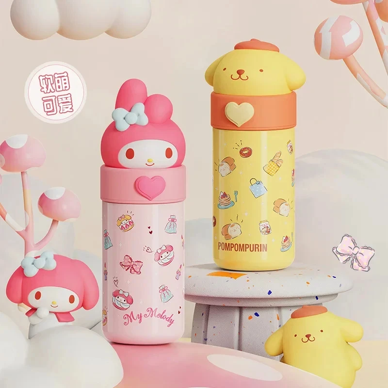 Miniso-Termo de acero inoxidable para niños, botella de agua de Hello Kitty, Cinnamoroll, Kuromi, 316