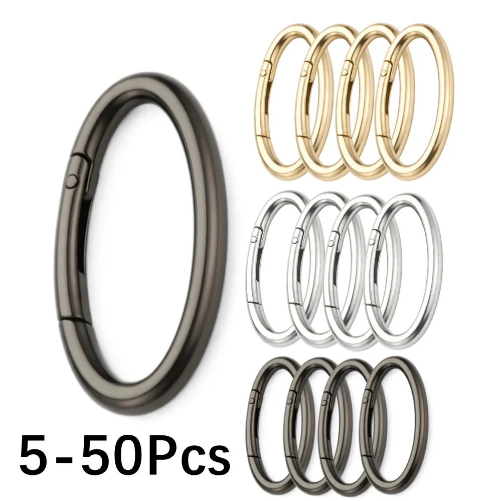 Lot de 5/50 mousquetons ronds ouvrables en alliage avec anneau en O, fermoir porte-clés, clip de sac, crochet à ressort pour la fabrication d'ornements et de loisirs créatifs