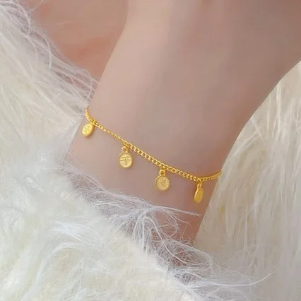 

Women's 24K Gold "Peace Every Year" Bracelet | Double - layer chain, knot design, enamel gradient, melodious & blessed