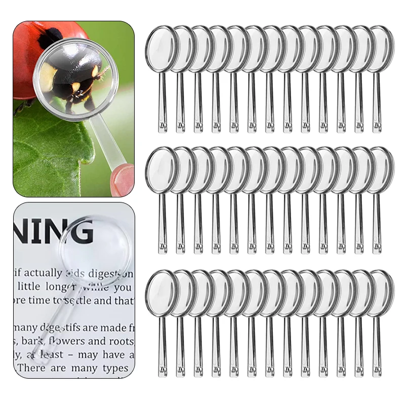 5/10/15Pcs 9cm Clear Handheld Magnifier, Transparent Reading Glass with Lightweight Handle for Book Lovers, Nature Study TMZ