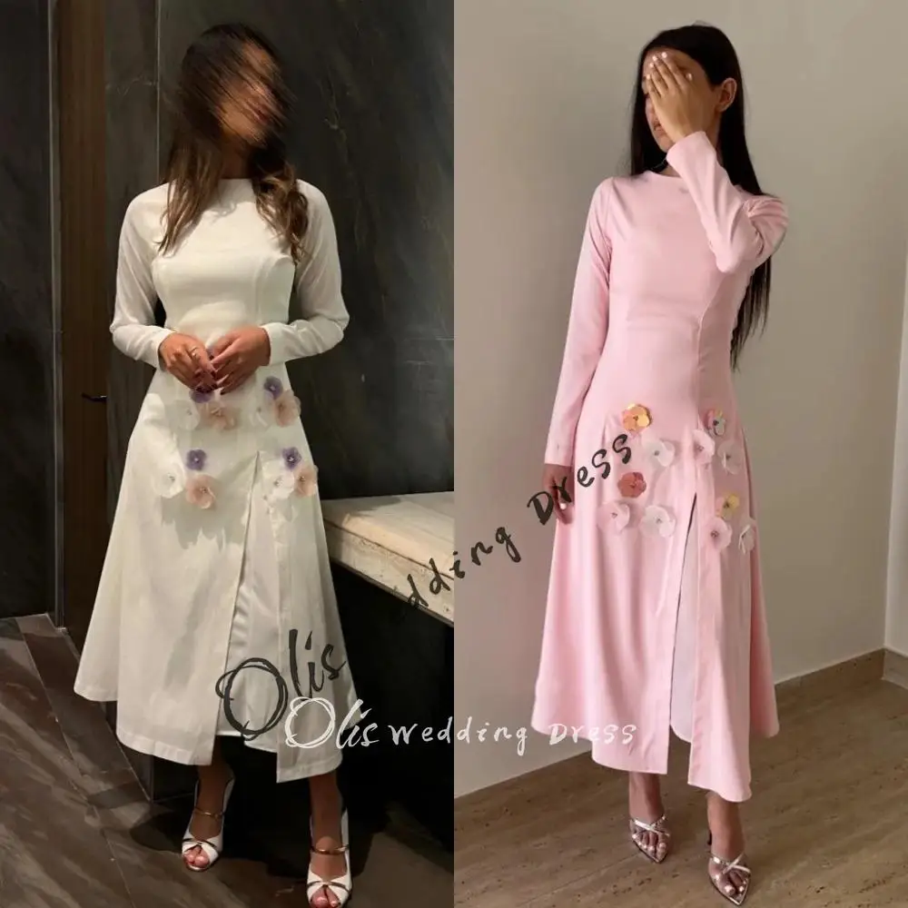 

customized Evening Jersey Flower Draped Clubbing A-line O-Neck Bespoke Occasion Gown Long es Saudi Arabia es es
