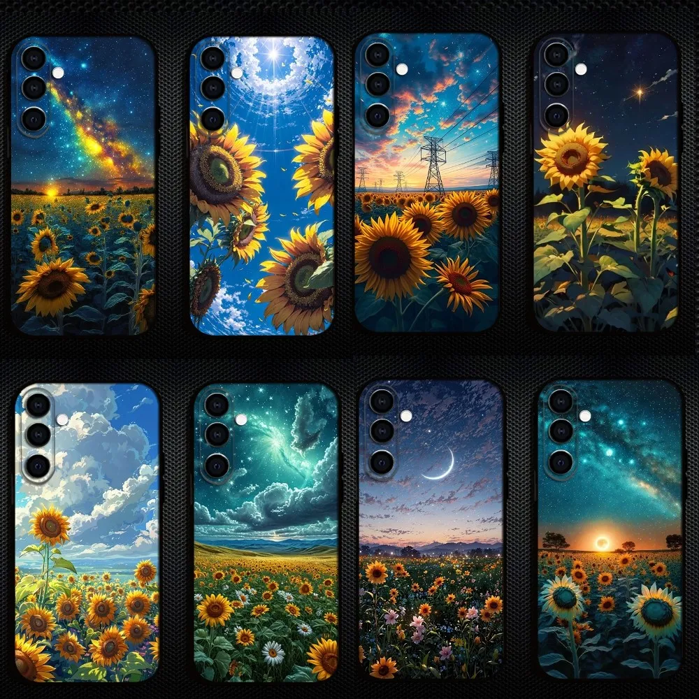 

Sunflower sky illustration Phone Case For Samsung Galaxy A73/A72/A71/A70/A53/A52/A51/Others Soft Black Shell