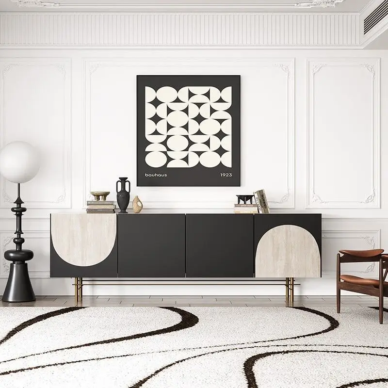 

French antique coffee table TV cabinet modern simple living room storage high cabinet designer light luxury retro TV cabinet