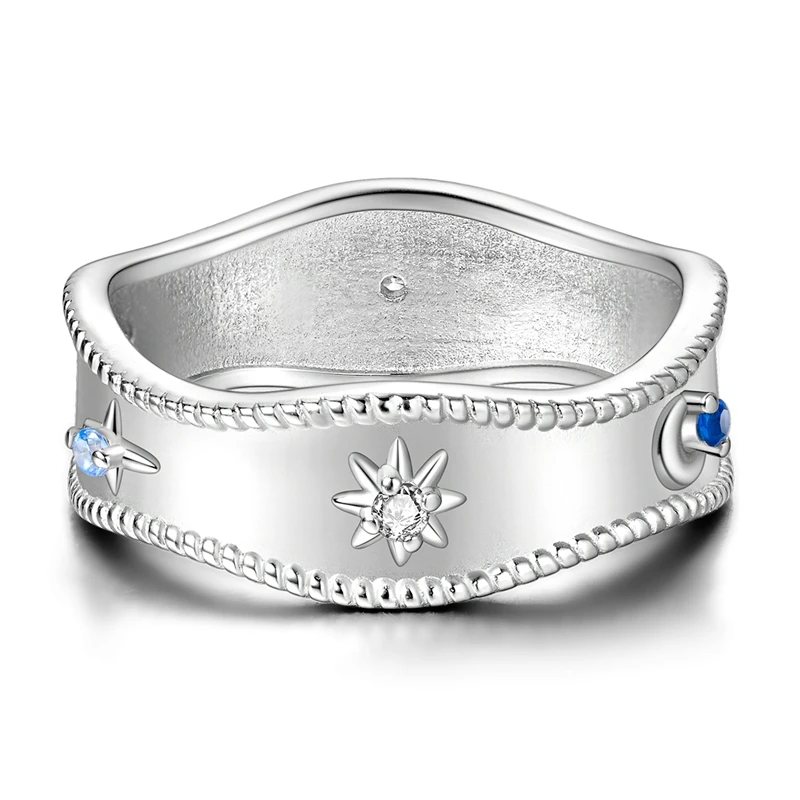 

Original 925 Sterling Silver Sparkling Spiral Star Ring For Women Girls Jewelry Birthday Anniversary Gifts