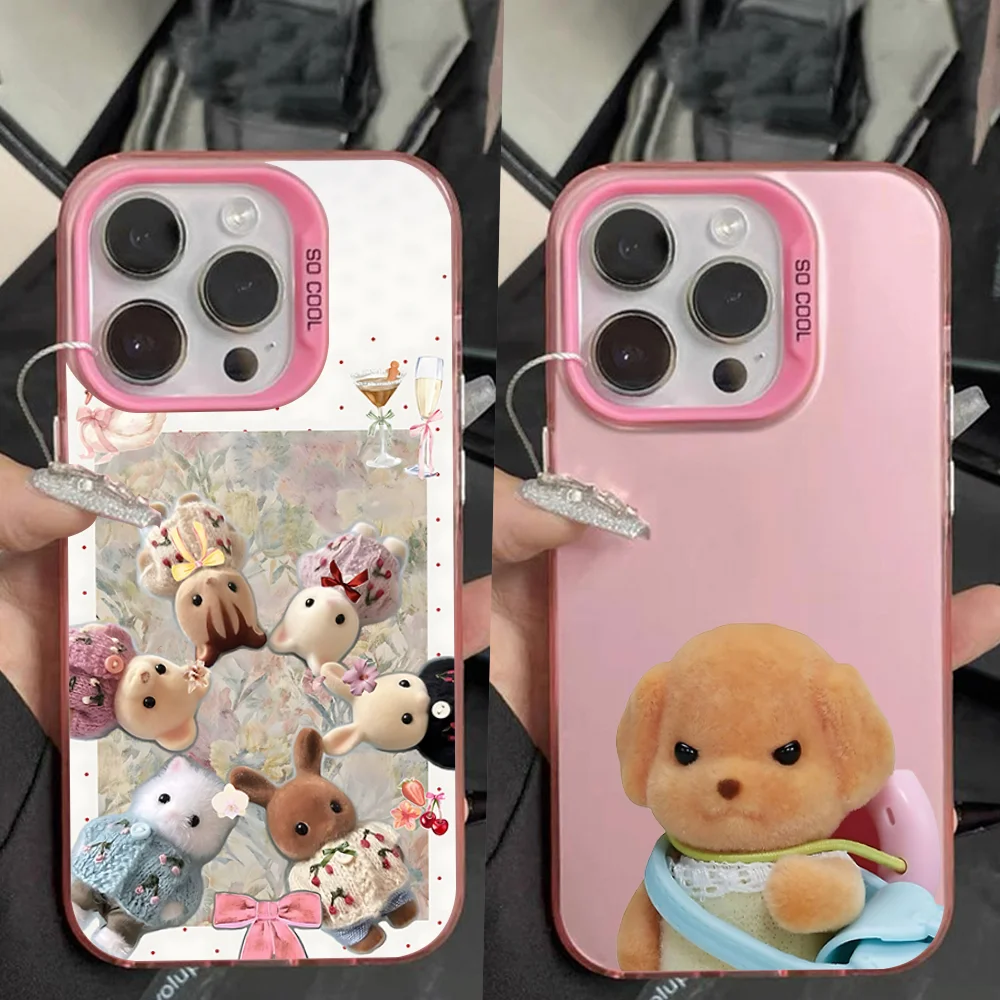 

S-Sylvanians Cute Families Phone Case For iPhone 16,15,14,13,12,11,Pro,Max,Plus,Mini,XS,SE Anti Fall Pink Matte Hard Bumper