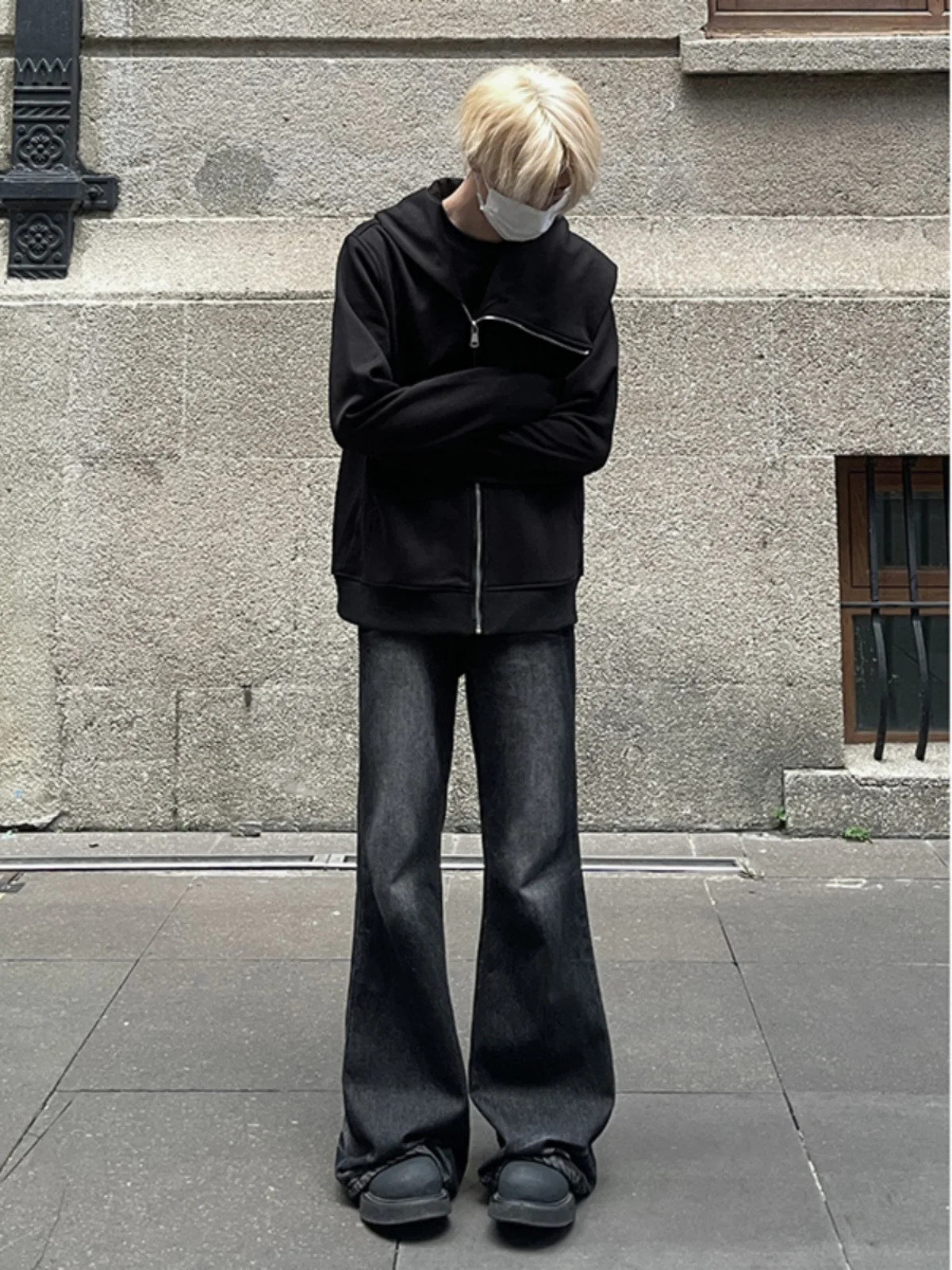 

Джинсы для подростков с высокой талией, удлиненные, черные, из денима, в американском стиле, Cleanfit, микро-клеш, молодежная мода