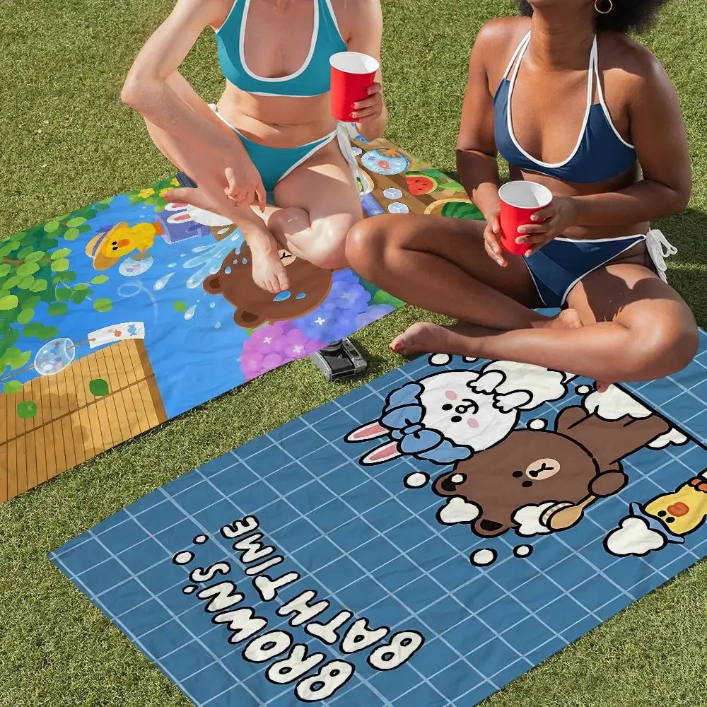B-Brown Bear And C-Cony Big Microfiber Beach Towels Quick Dry Towel Sand Beach Towels Pool Towel For Travel Swim Pool Yoga