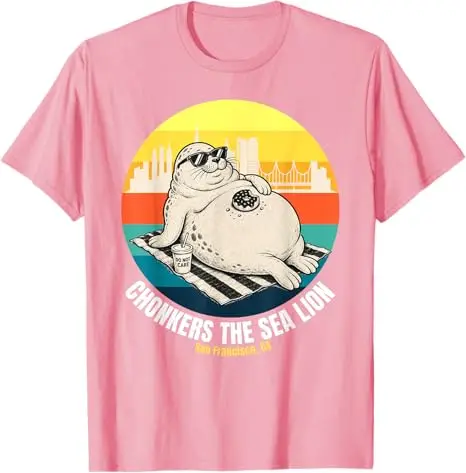 Chonkers The Sea Lion San Francisco Lustiges Robben-T-Shirt, Sommermode, kurzärmelig, Vintage-Spruch-T-Shirt, Neuheitsgeschenk, Streetwear – Detail 6