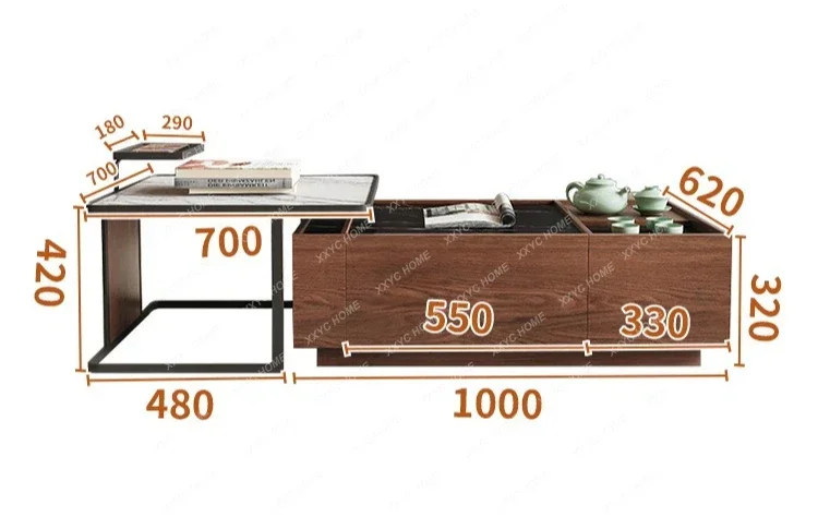 A Log wind coffee table living room modern simple practical storage tea table