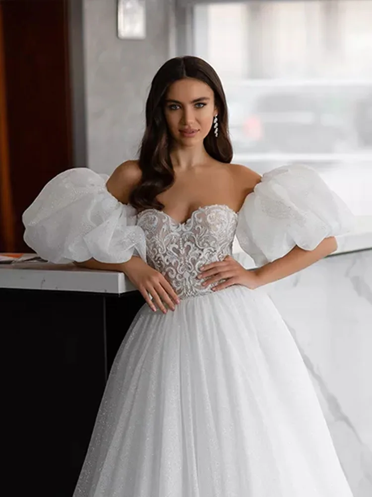 

Sparkly Tulle Puff Sleeves Cloud Romantic Bridal Sleeve Accessories Party Gloves DG129