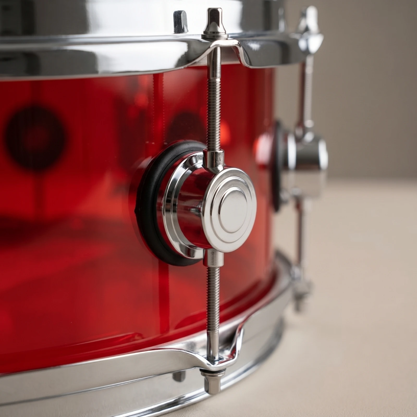 Acrylic Snare Drum Compact Snare Drum with Metal Hoops Bottom Hoop Balanced Tone Open Resounding Quality for Drummers, Studio
