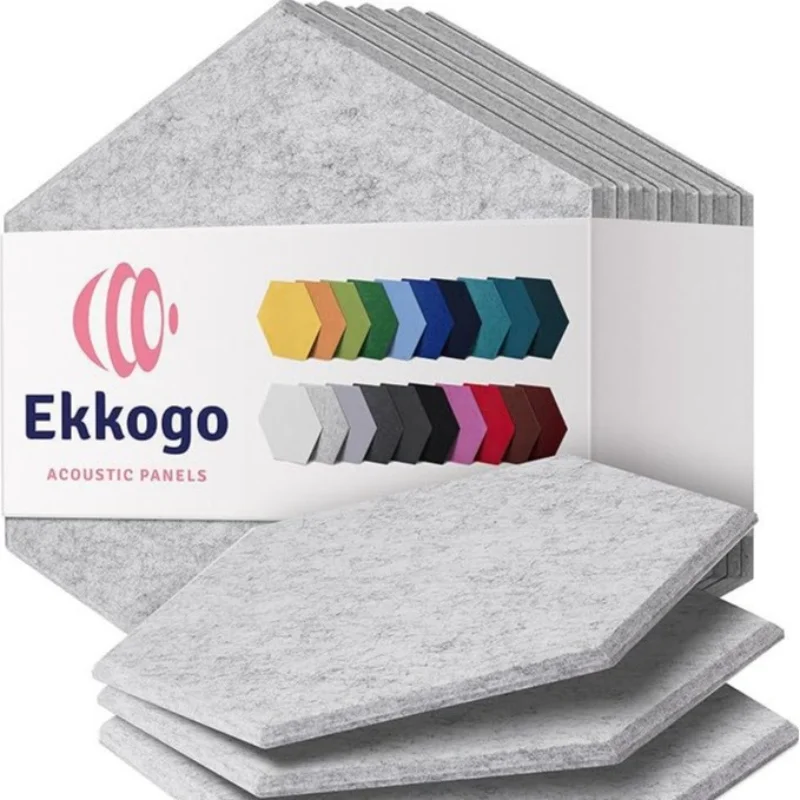 12Pcs Hexagon Polyester Felt Acoustic Panels Self Adhesive Sound Absorbing Noise Insulation Wall Sticker for Home Decor