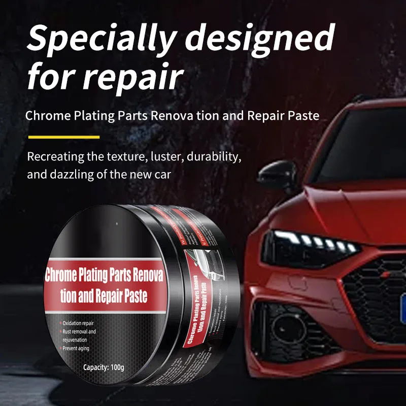 Metal Polish Paste for Chrome Plated Car Repair, Door Handles, Window Frames, Logo Scratches, Restore Brightness Metal Surfaces