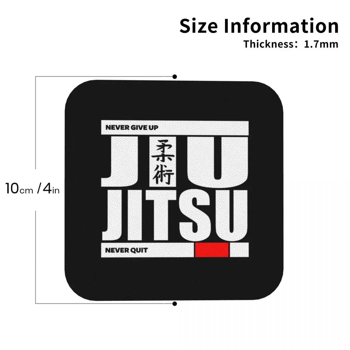 Jiu Jitsu - Never Give Up Never Quit Coasters Kitchen Placemats  Insulation Cup Coffee Mats Decor Home Tableware Pads Set of 4