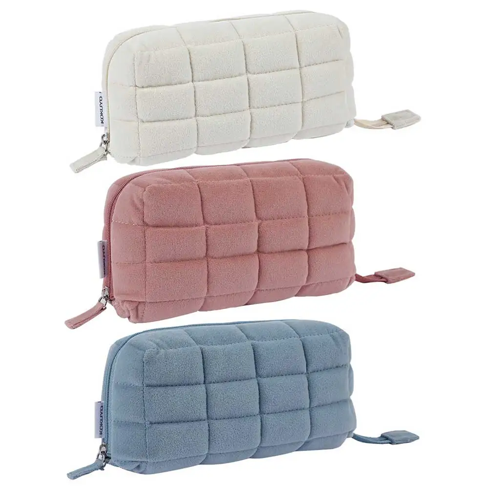 Pillow Shape Pencil Case Multifunction Quilted Creative Pencil Box Large Capacity Makeup Organizer Bag Cotton Makeup Storage Bag