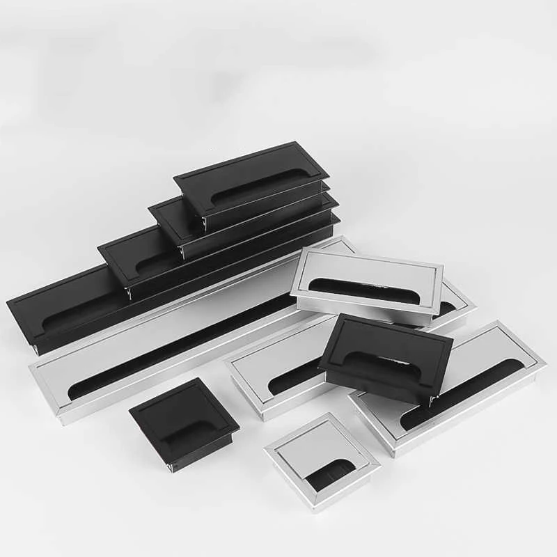 1Pcs Aluminum Alloy Office Furniture Hardware Desktop Cable Hole Cover Threading Box Organizer Width 80mm Length 80mm-1000mm